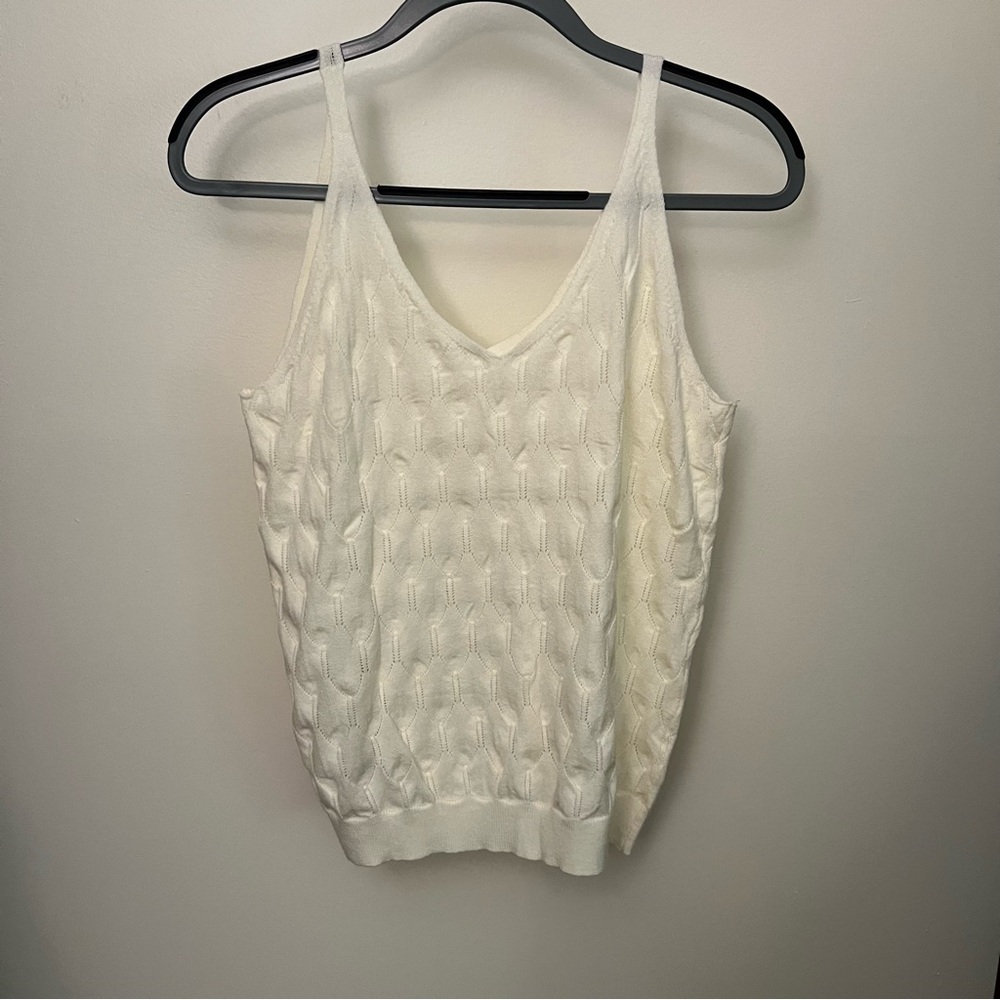 White Crotchet Knitted Tank Top